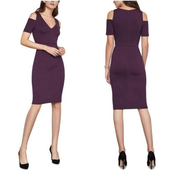 BCBGMAXAZRIA Black Anah Cold-Shoulder Midi Dress Large - Picture 9 of 9